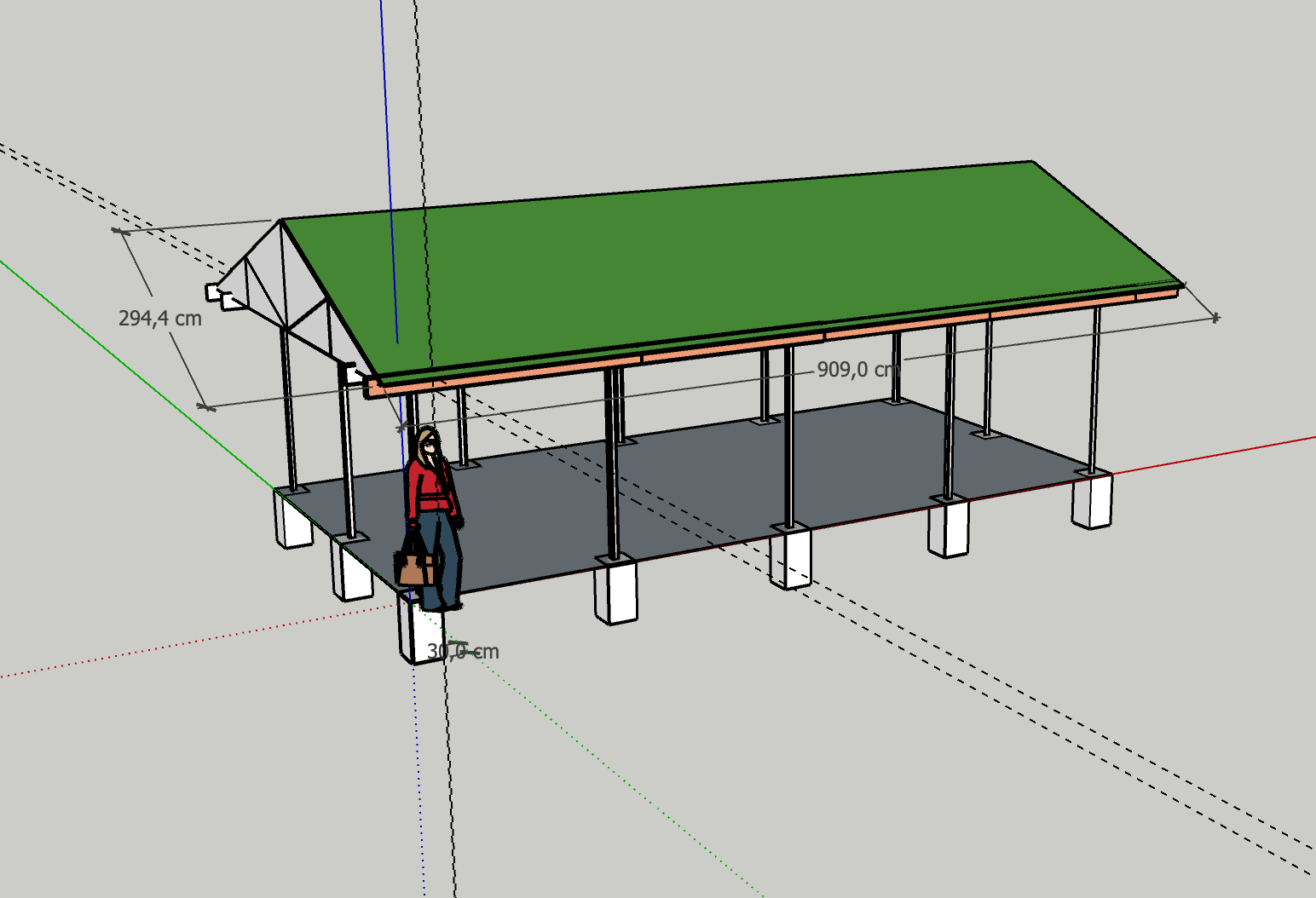 Dit is het ontwerp van de open beschutting
 